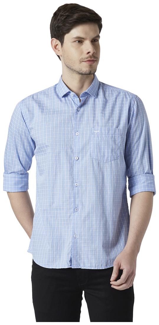 

Park Avenue Men Blue Checked Slim Fit Casual Shirt