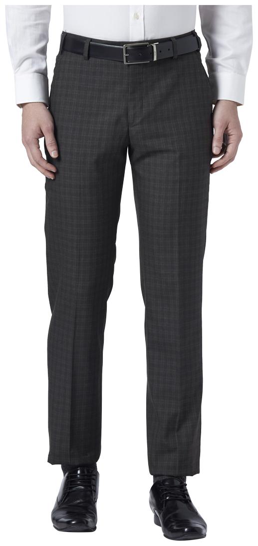 

Park Avenue Men Checked Regular Fit Formal Trouser - Grey
