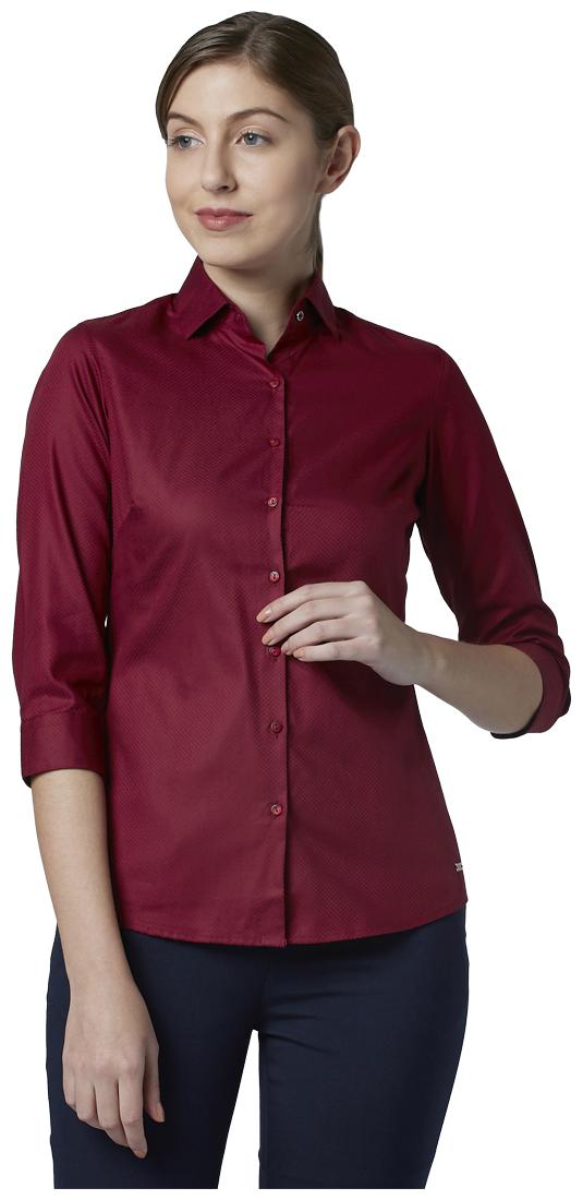 

Park Avenue Women Maroon Self Design Regular Fit Shirt