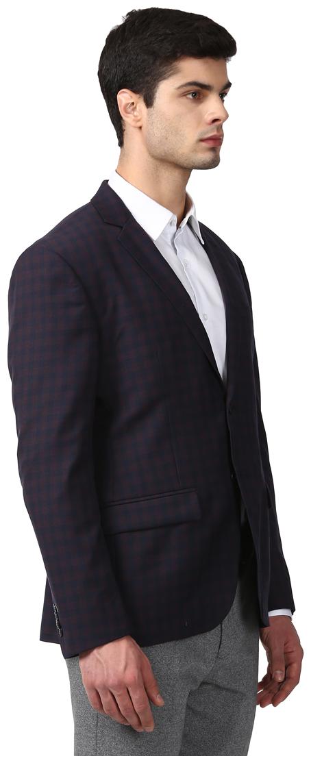 

Park Avenue Men Blue Checked Slim fit Single Breasted Blazer