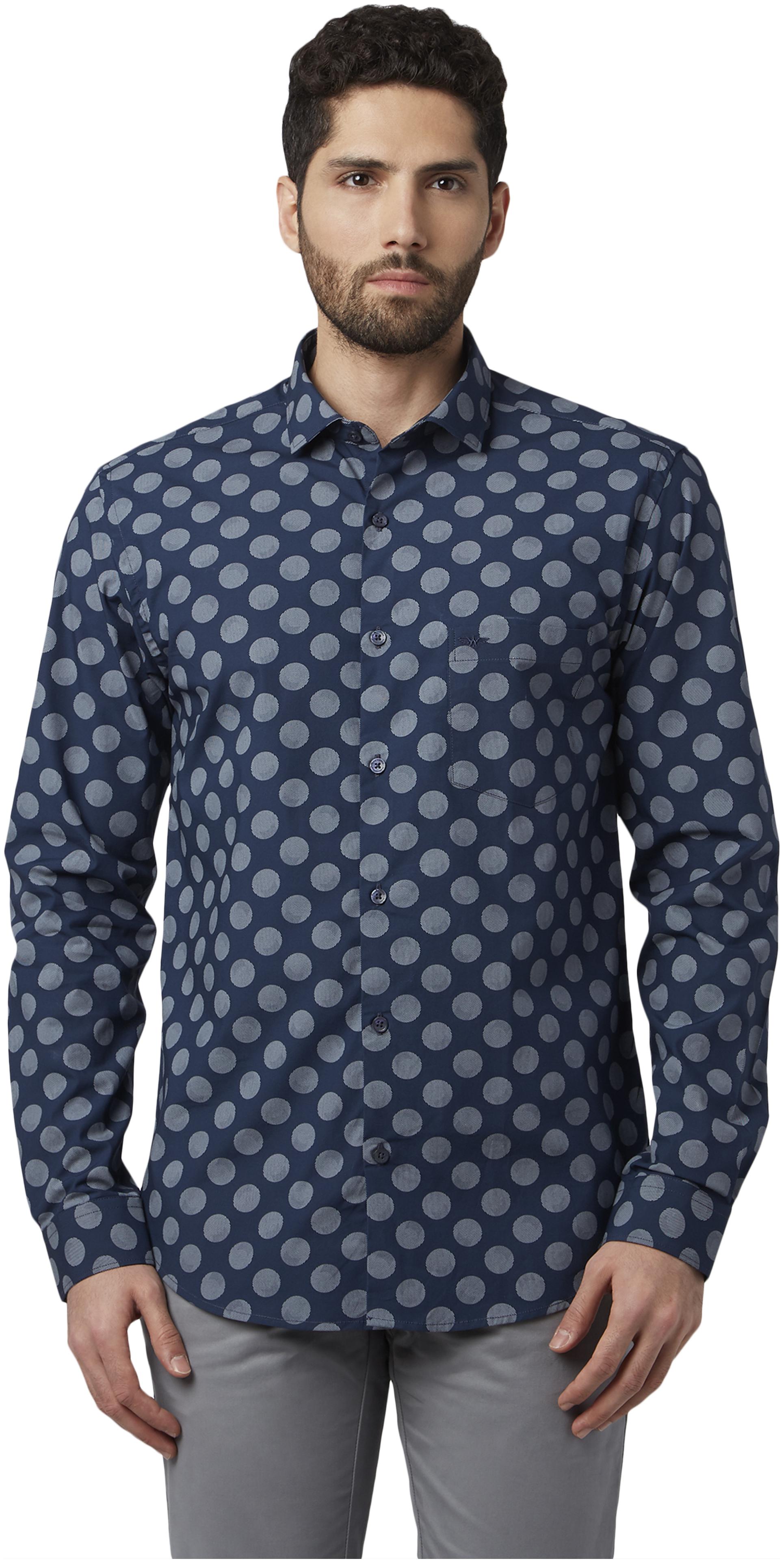 

Park Avenue Men Blue Printed Slim Fit Casual Shirt