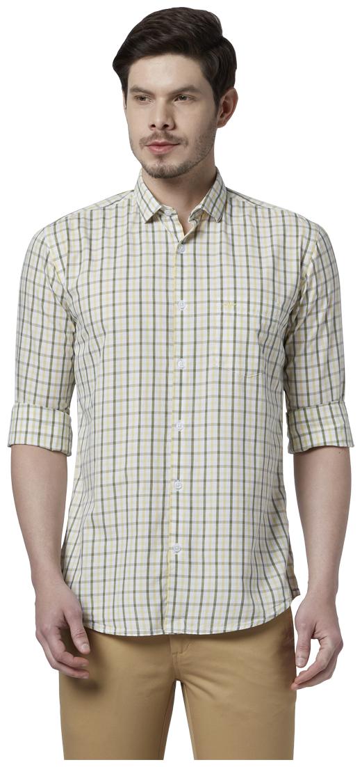 

Park Avenue Men Yellow Checked Slim Fit Casual Shirt