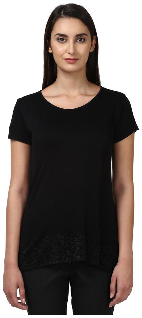 

Park Avenue Women Black Regular fit Round neck Viscose rayon T shirt