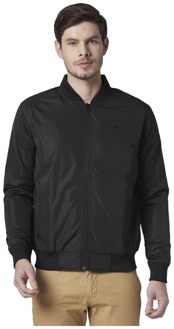 

Park Avenue Men Black Solid Bomber jacket