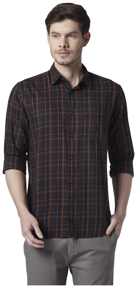 

Park Avenue Men Brown Checked Slim Fit Casual Shirt