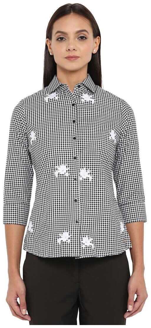 

Park Avenue Women Checked Regular top - Black