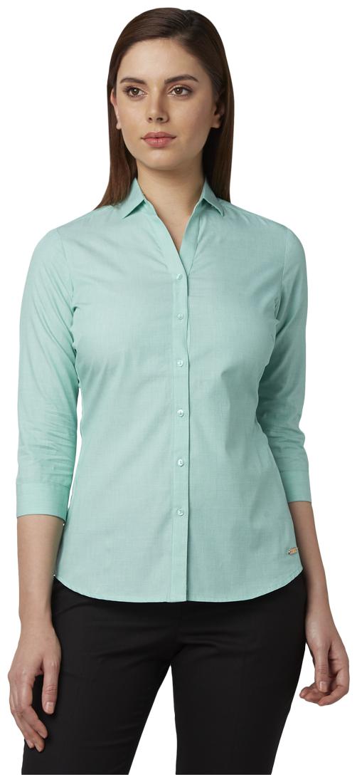 

Park Avenue Women Green Solid Regular Fit Shirt