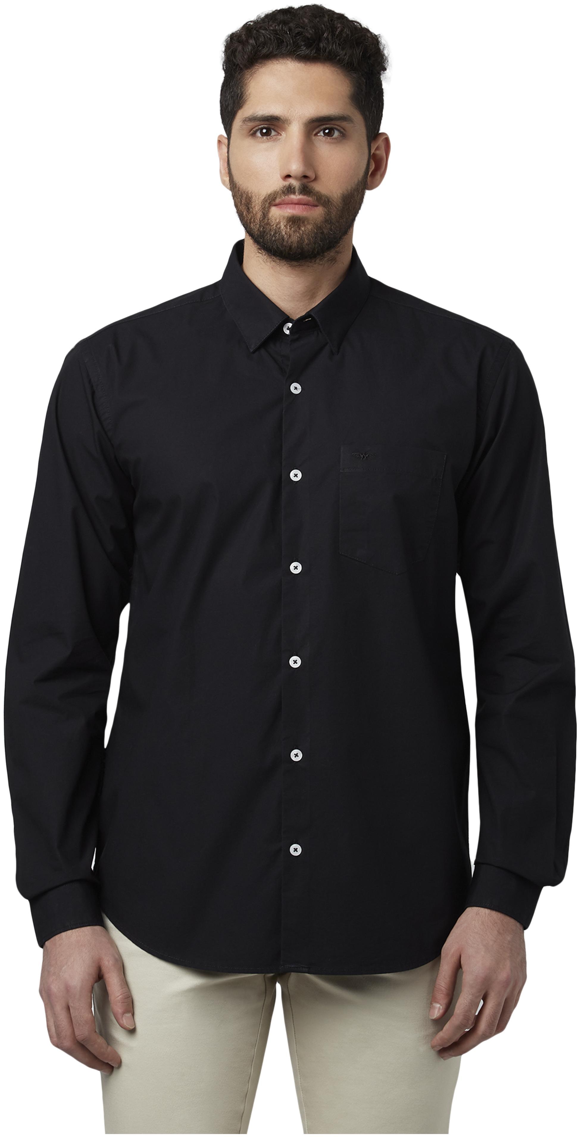 

Park Avenue Men Black Solid Slim Fit Casual Shirt