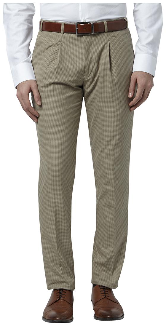 

Park Avenue Men Checked Regular Fit Formal Trouser - Beige