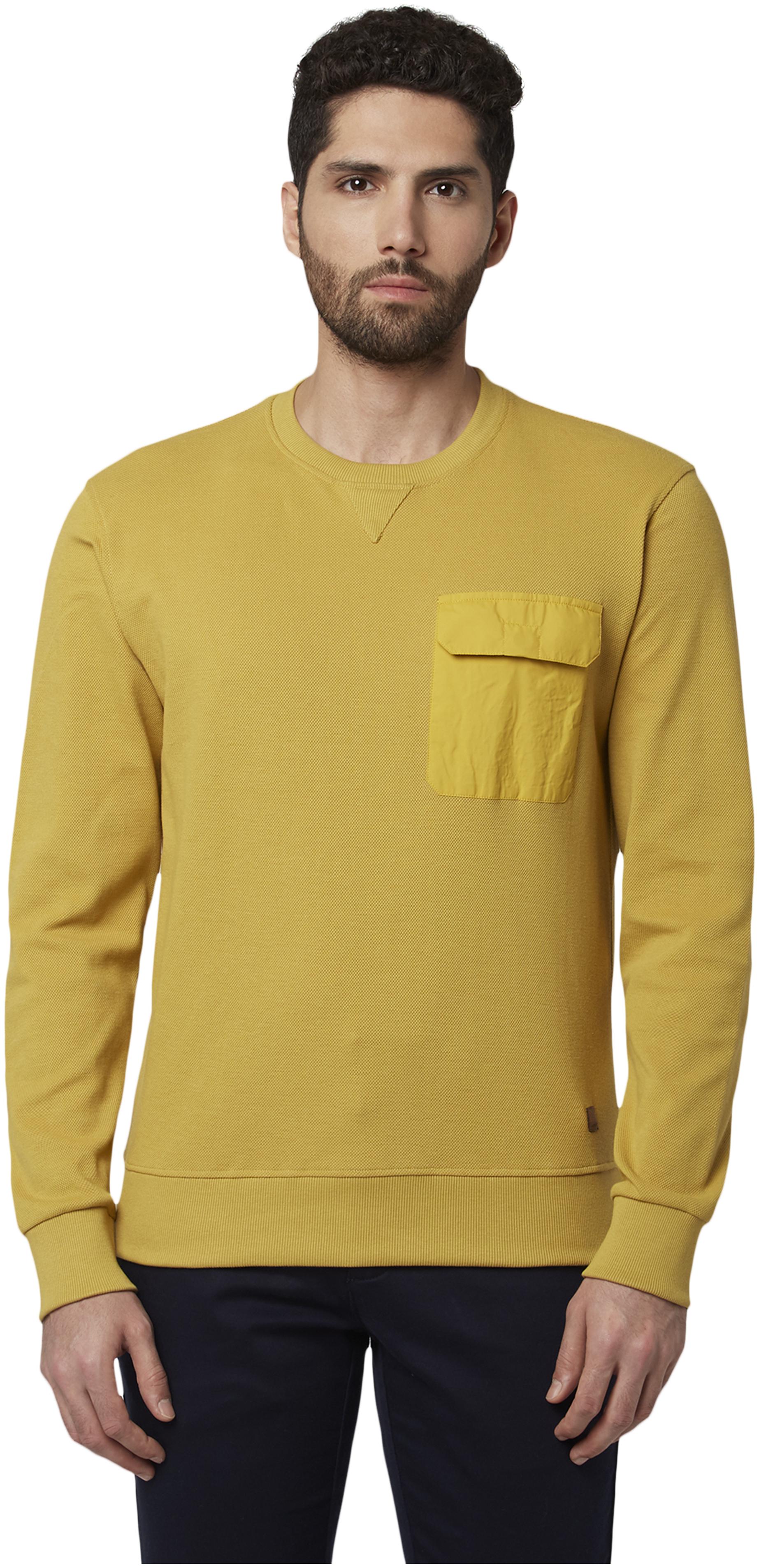

Park Avenue Men Cotton Solid Sweatshirt Yellow