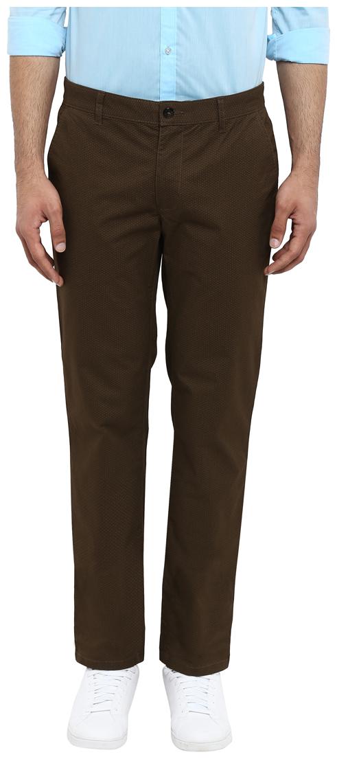 

Park Avenue Men Brown Printed Tapered fit Regular trousers