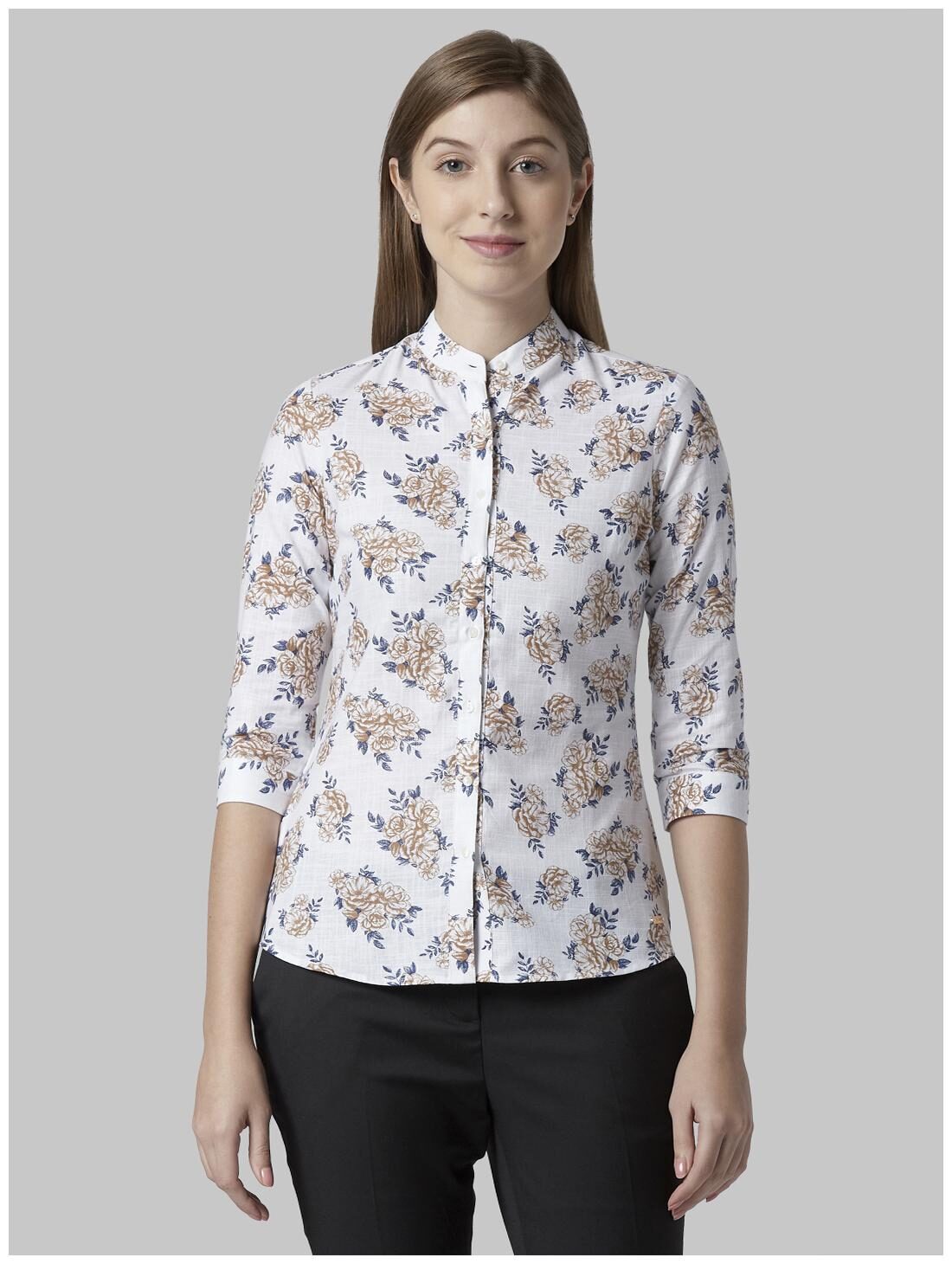 

Park Avenue Women White Floral Regular Fit Shirt
