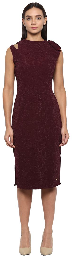 

Park Avenue Maroon Self design Bodycon dress