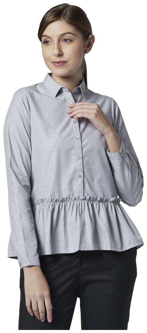 

Park Avenue Women Grey Solid Regular Fit Shirt