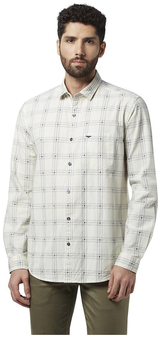 

Park Avenue Men White Checked Slim Fit Casual Shirt