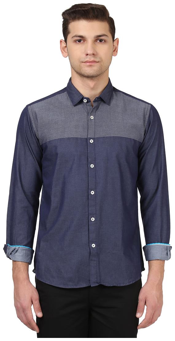 

Park Avenue Men Blue Printed Slim Fit Casual Shirt