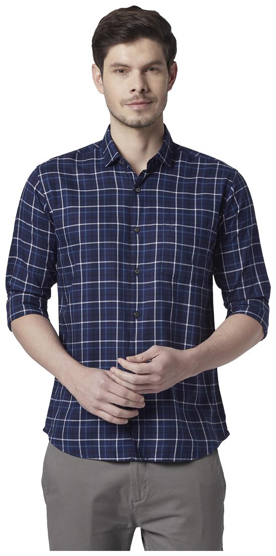 

Park Avenue Men Blue Checked Slim Fit Casual Shirt