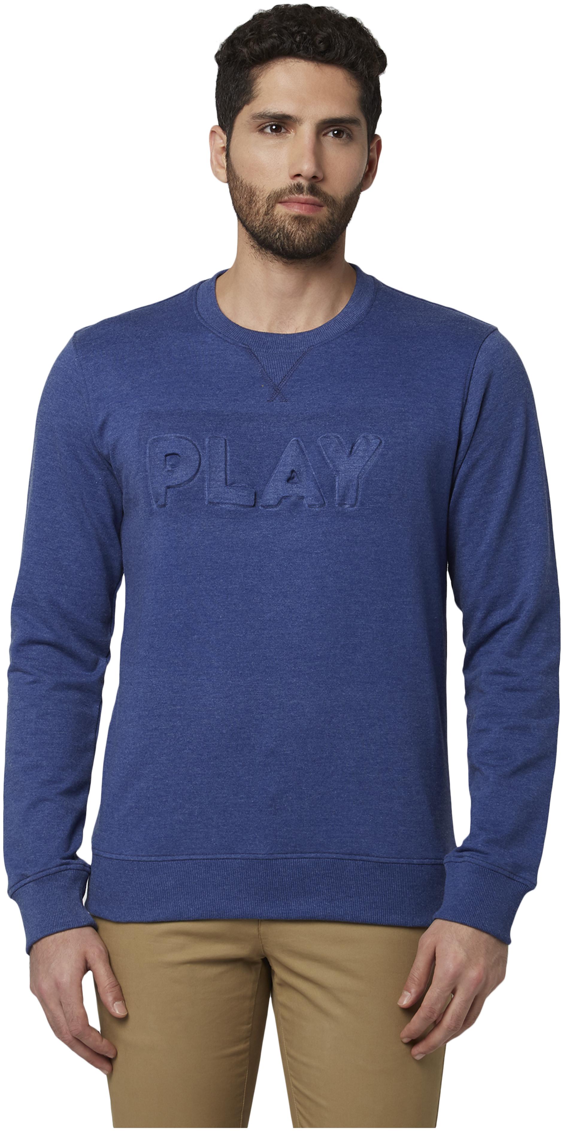 

Park Avenue Men Cotton Textured Sweatshirt Blue