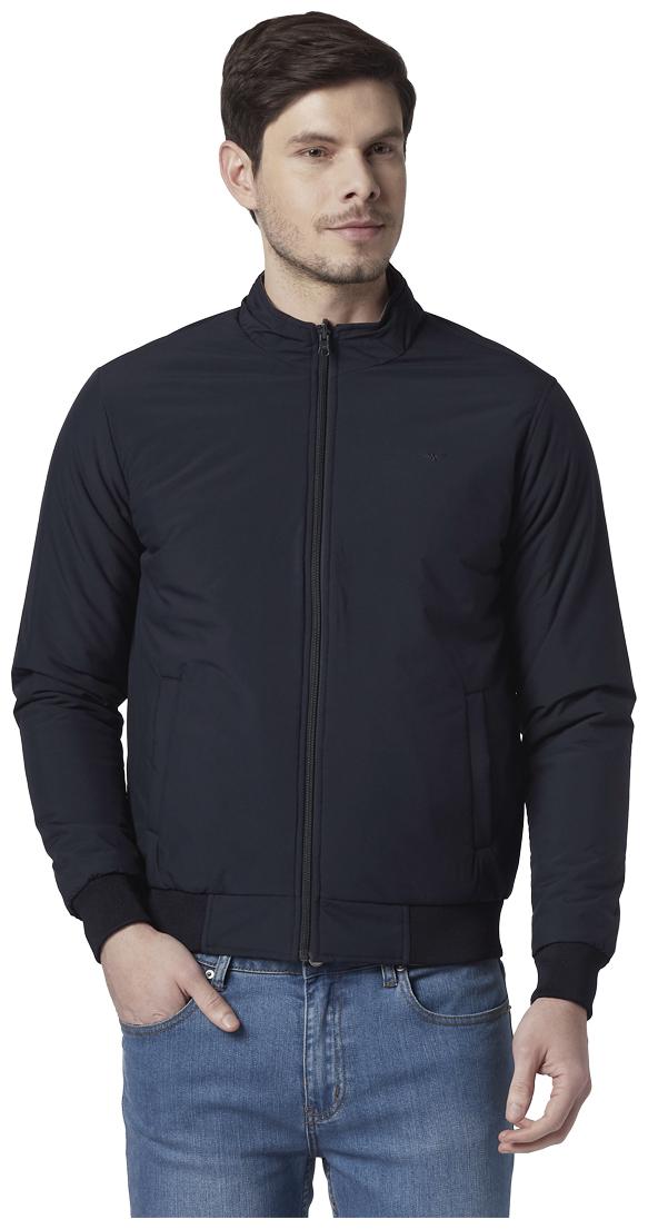 

Park Avenue Men Blue Solid Bomber jacket