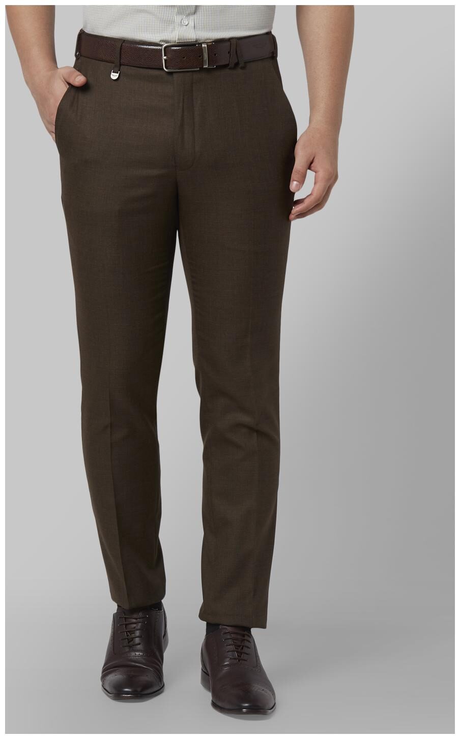 

Park Avenue Men Checked Regular Fit Formal Trouser - Brown