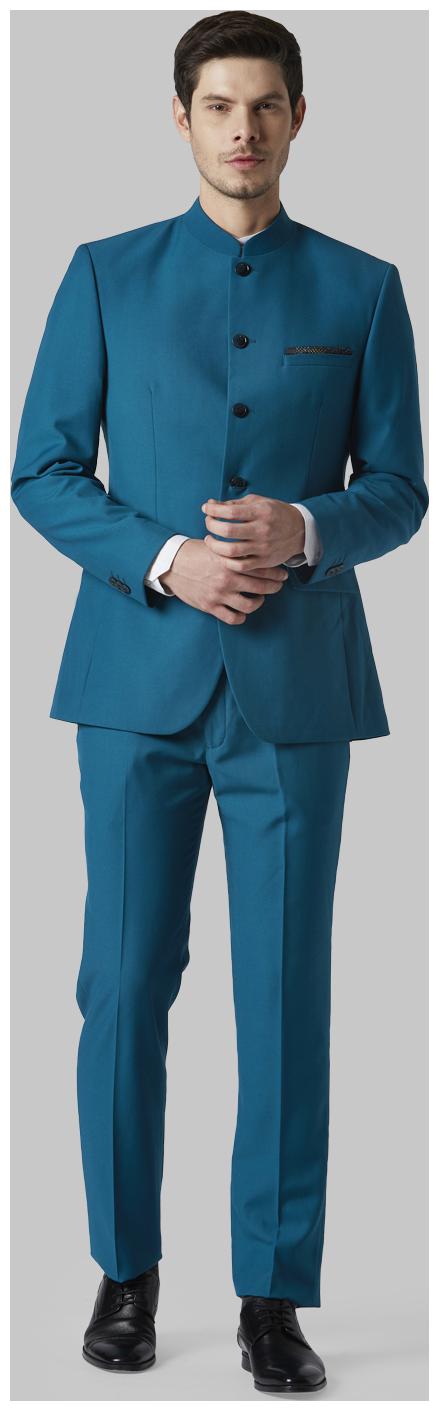 

Park Avenue Men Rayon Slim Fit Single Breasted Suit Blue