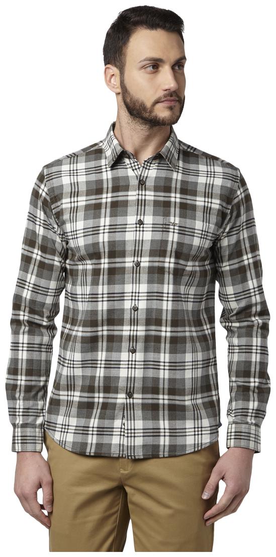 

Park Avenue Men Beige Checked Slim Fit Casual Shirt