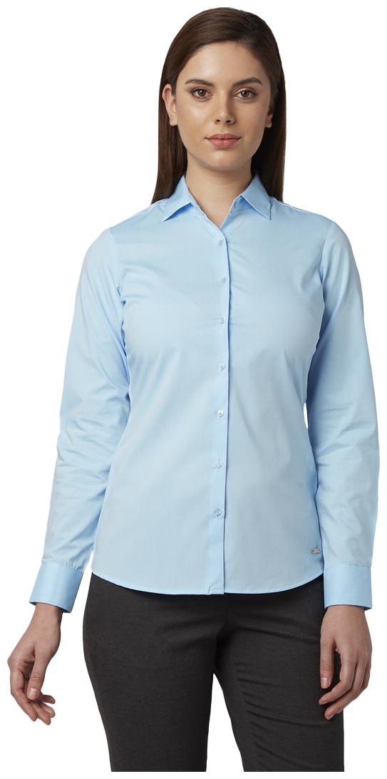 

Park Avenue Women Blue Solid Regular Fit Shirt