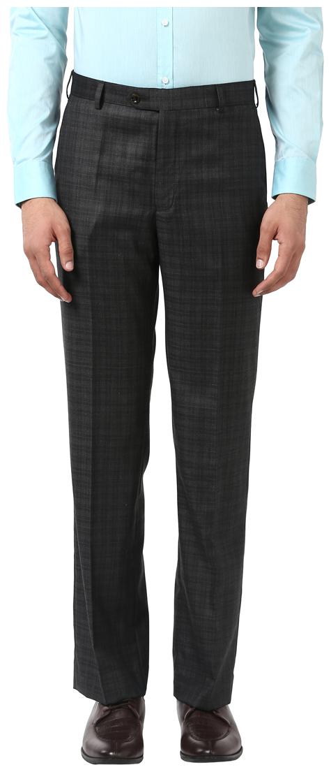 

Park Avenue Men Checked Regular Fit Formal Trouser - Grey