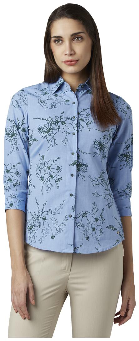

Park Avenue Women Blue Solid Regular Fit Shirt