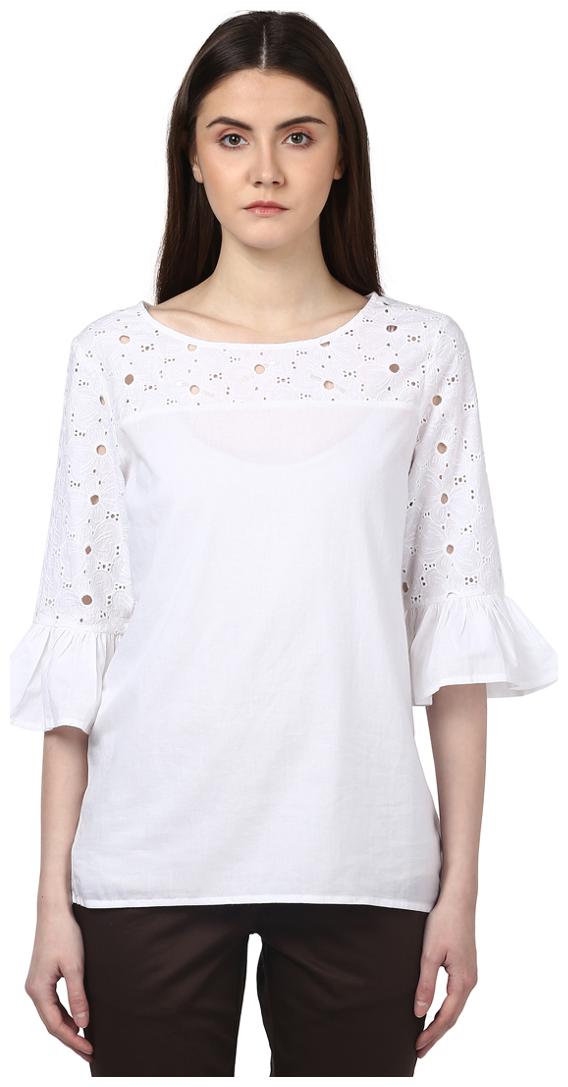

Park Avenue Woman White Regular Fit Cotton Tops