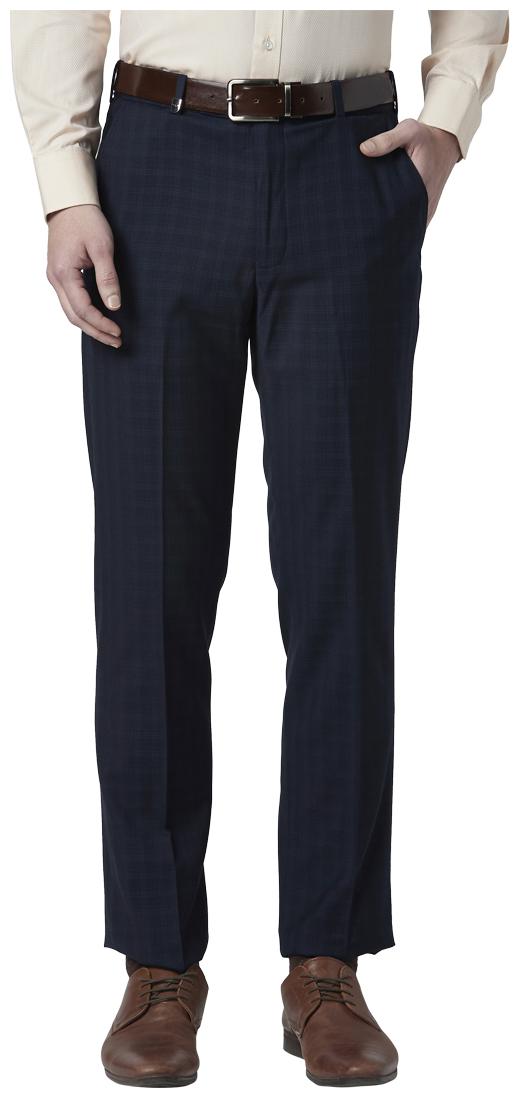 

Park Avenue Men Checked Regular Fit Formal Trouser - Blue