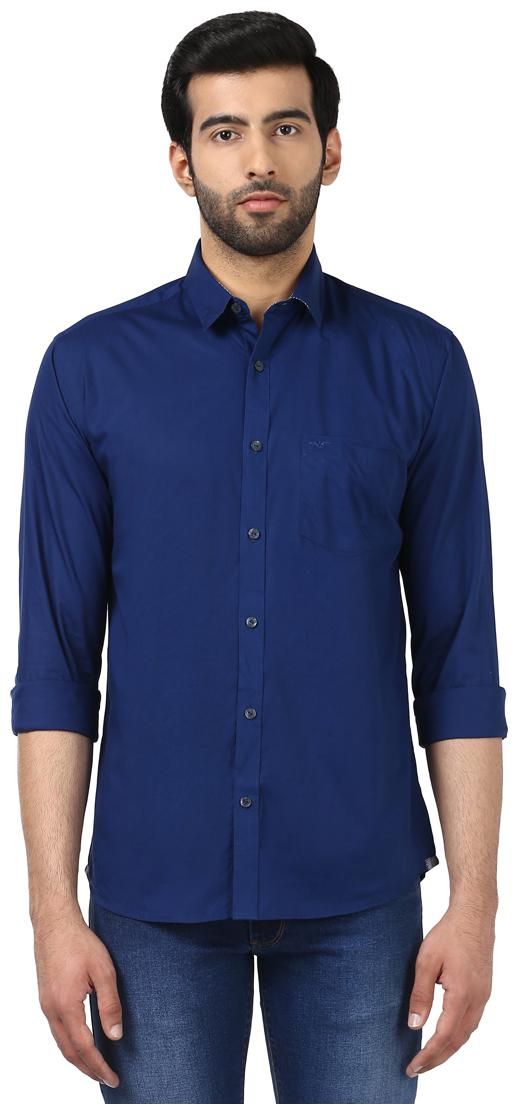

Park Avenue Men Blue Solid Slim Fit Casual Shirt