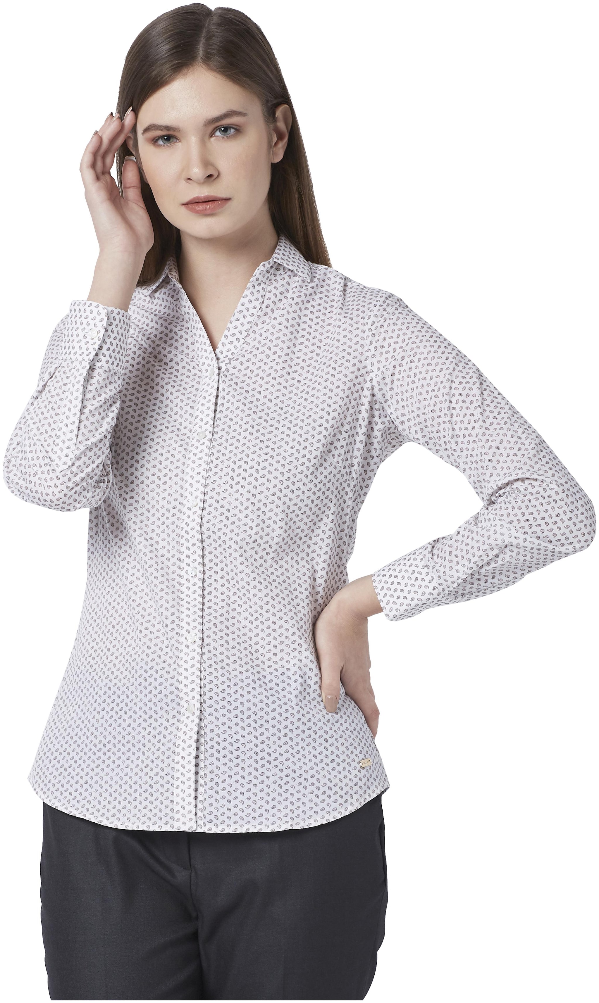 

Park Avenue Women White Printed Regular Fit Shirt