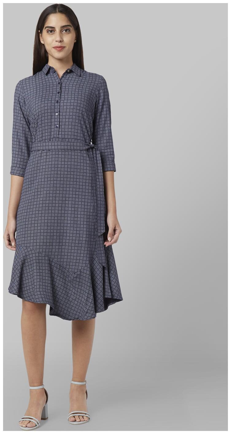 

Park Avenue Blue Checked Fit flare dress