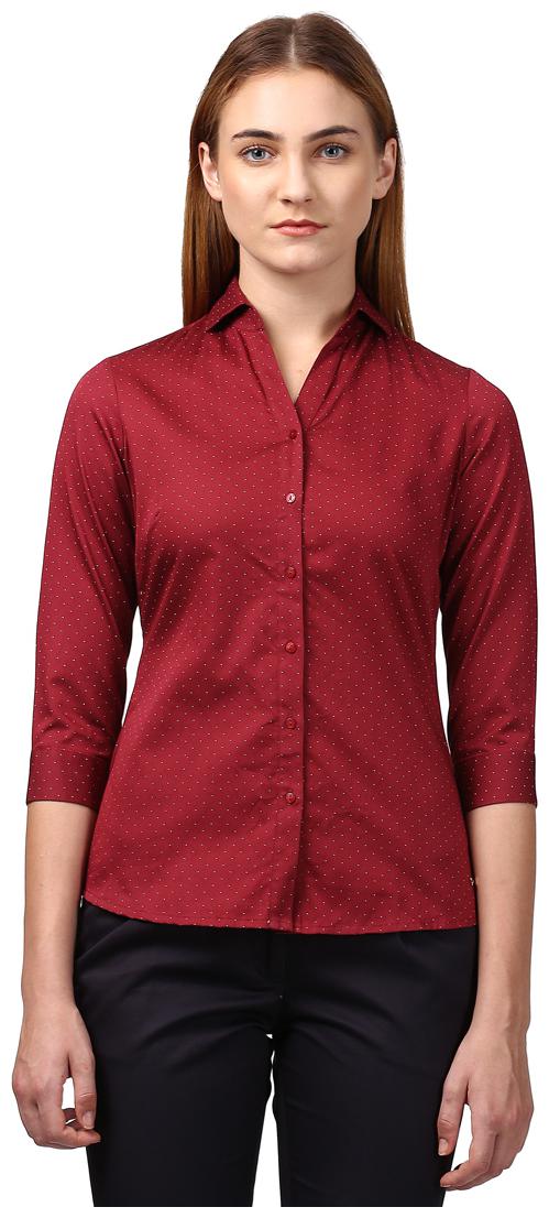 

Park Avenue Women Maroon Printed Regular Fit Shirt