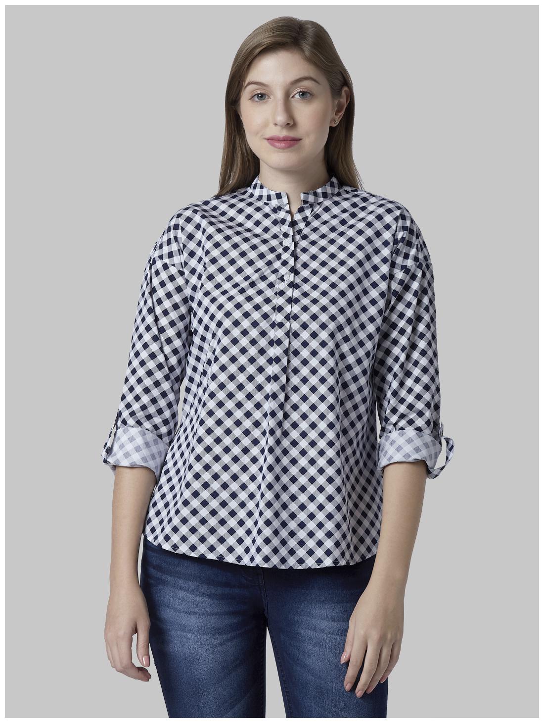 

Park Avenue Women Checked Regular top - Blue