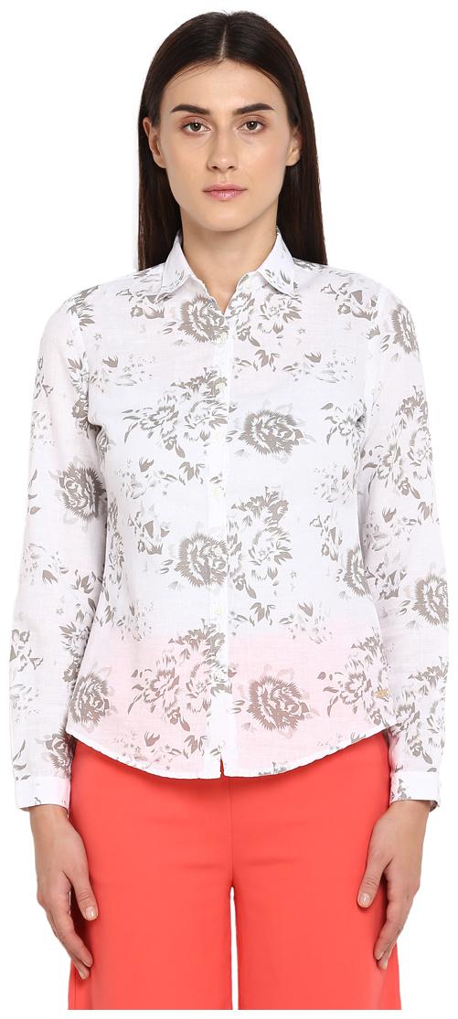

Park Avenue Women White Printed Regular Fit Shirt