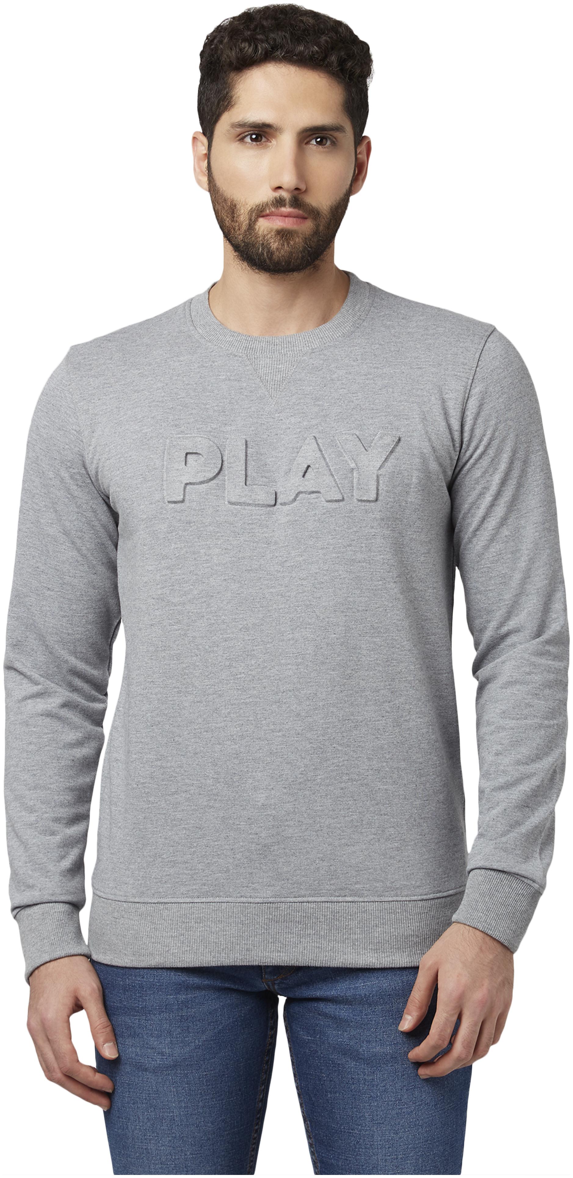 

Park Avenue Men Cotton Textured Sweatshirt Grey