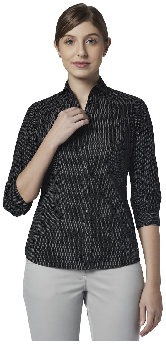 

Park Avenue Women Black Solid Regular Fit Shirt