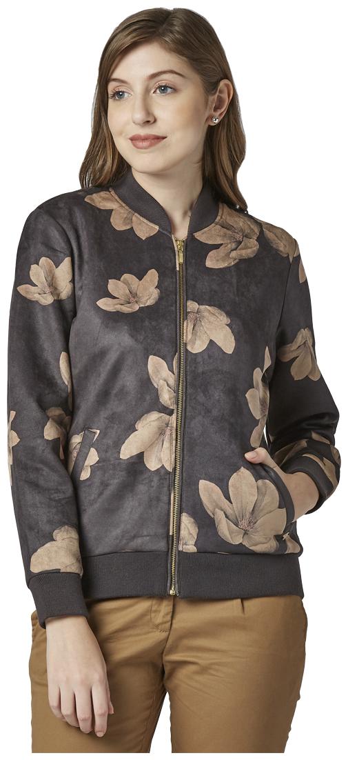

Park Avenue Women Printed Regular Jacket - Grey