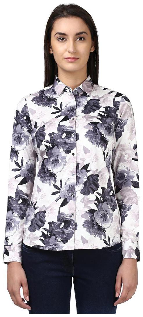 

Park Avenue Women Grey Printed Regular Fit Shirt