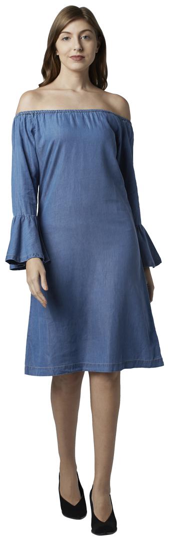 

Park Avenue Blue Solid Fit flare dress