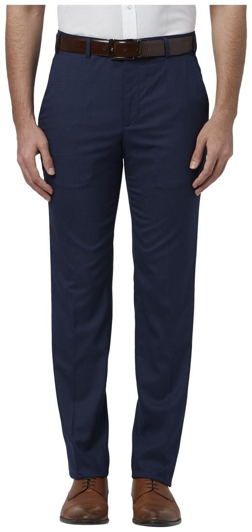 

Park Avenue Men Textured Slim Fit Formal Trouser - Blue