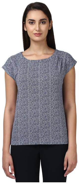 Park Avenue Woman Dark Blue Viscose Regular Fit T-Shirt