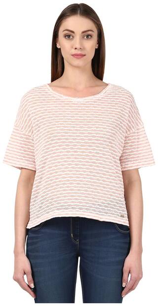 Park Avenue Women Orange Regular fit Round neck Cotton T shirt
