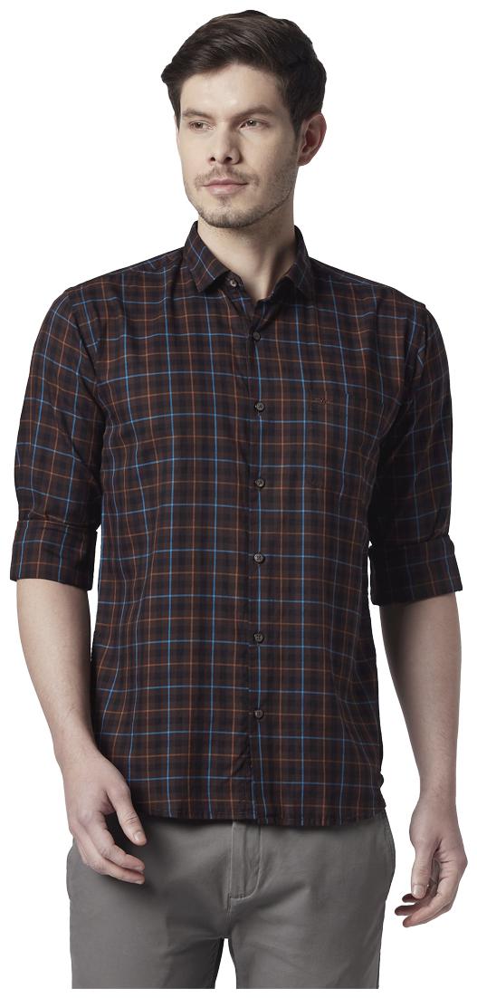 

Park Avenue Men Brown Checked Slim Fit Casual Shirt