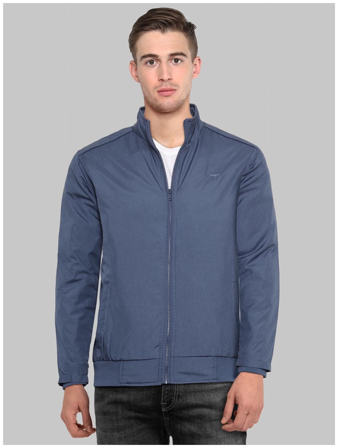 

Park Avenue Men Blue Solid Bomber jacket