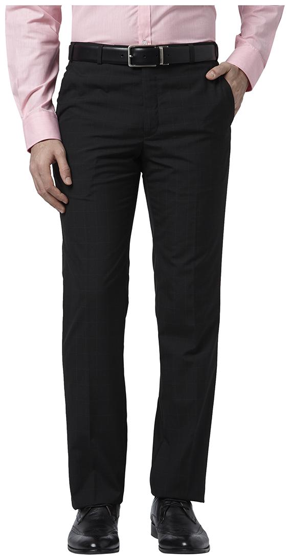 

Park Avenue Men Checked Slim Fit Formal Trouser - Black