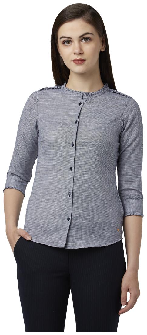 

Park Avenue Women Grey Solid Regular Fit Shirt