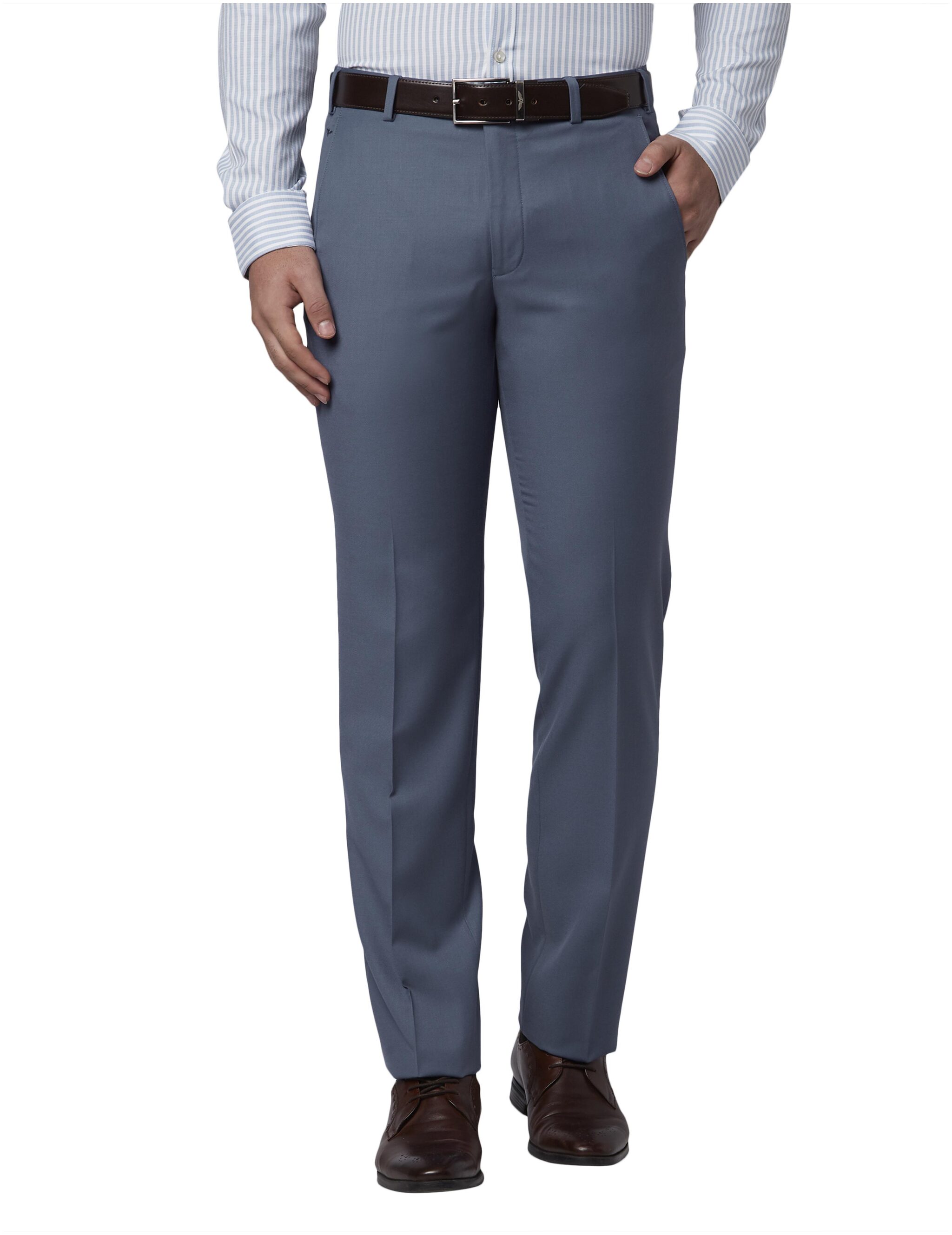 

Park Avenue Men Solid Slim Fit Formal Trouser - Blue